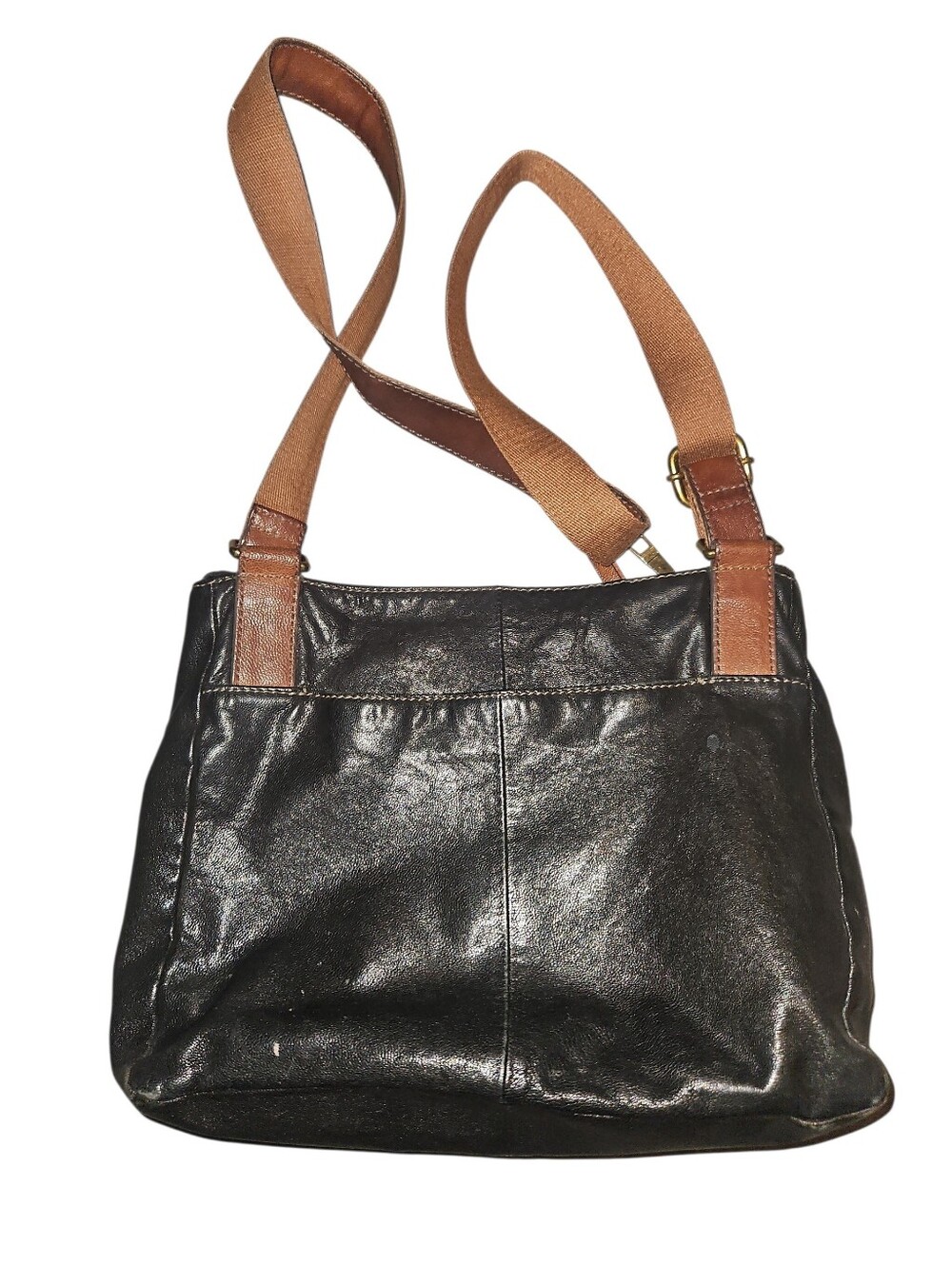 Fossil Corey Black and Brown Leather Crossbody Bag